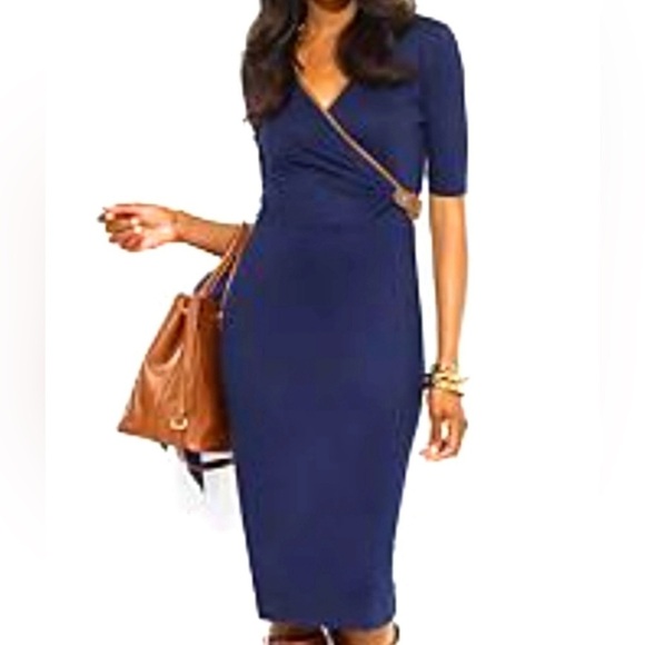 Lauren Ralph Lauren Dresses & Skirts - Lauren Ralph Lauren Elbow Sleeve Faux Wrap Navy Dress size XL